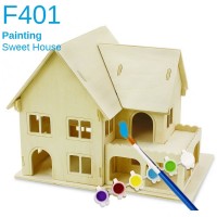 Sweet House - casuta din lemn de pictat puzzle 3D